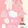 Little Surprise Box, 18 pcs Baby Pink Teddy Birthday Gift Hamper set for Baby Girl with travelling Suitcase - LSB - FSTBDAY - 18 - PNKTEDDY - SC