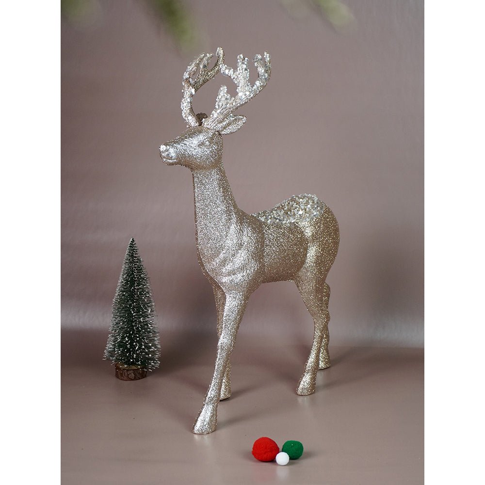 Little Surprise Box 18inches Big white Sequence Gold Reindeer Christmas Décor and Decoration - Christmas Decor