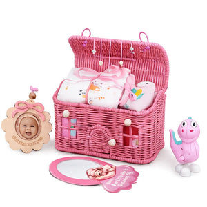 Little Surprise Box 19 Pcs Pink Teddy Baby Girl Hamper Basket | The Mom Store - Baby Gifting