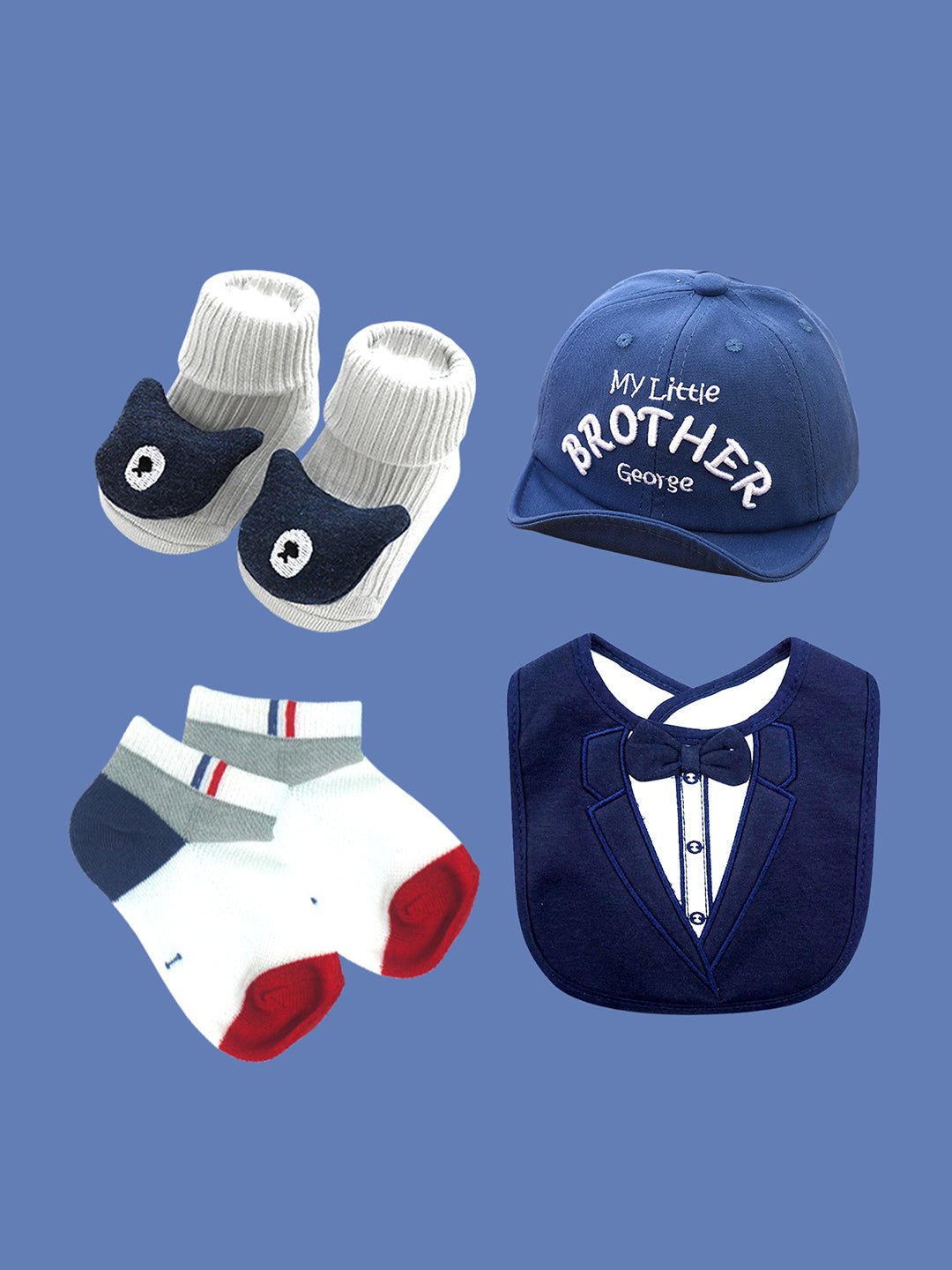 Little Surprise Box, 19 pcs Royal Blue Bow Teddy Birthday Gift Hamper set for Baby with travelling suitcase - LSB - FSTBDAY - 19ROYALBOWTED