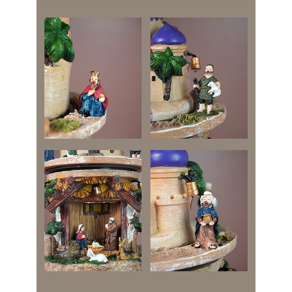 Little Surprise Box 2 Layered Rotating, Musical & Lit Angel Holy Family Bethlehem Crib and Nativity set - Christmas Decor