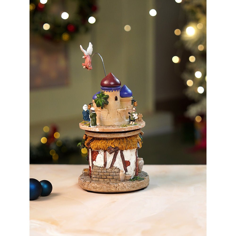 Little Surprise Box 2 Layered Rotating, Musical & Lit Angel Holy Family Bethlehem Crib and Nativity set - Christmas Decor