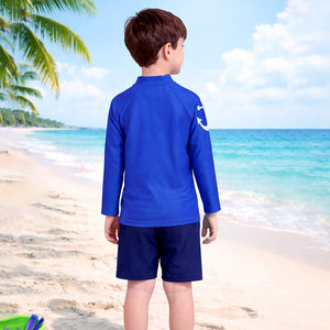 Little Surprise Box 2 Pcs Anchor Fish , T-shirt & Shorts Set, Toddlers & Kids Swimwear with Free Wash Bag & Free Swim Detergent - 4 - 5 Years Boys Swimwear