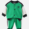 Little Surprise Box, 2 pcs Green Varsity Style Jacket with matching Tracks for Kids - LSB - 2PCS - GRNVARSITY - TRCKS - 3 - 4Y