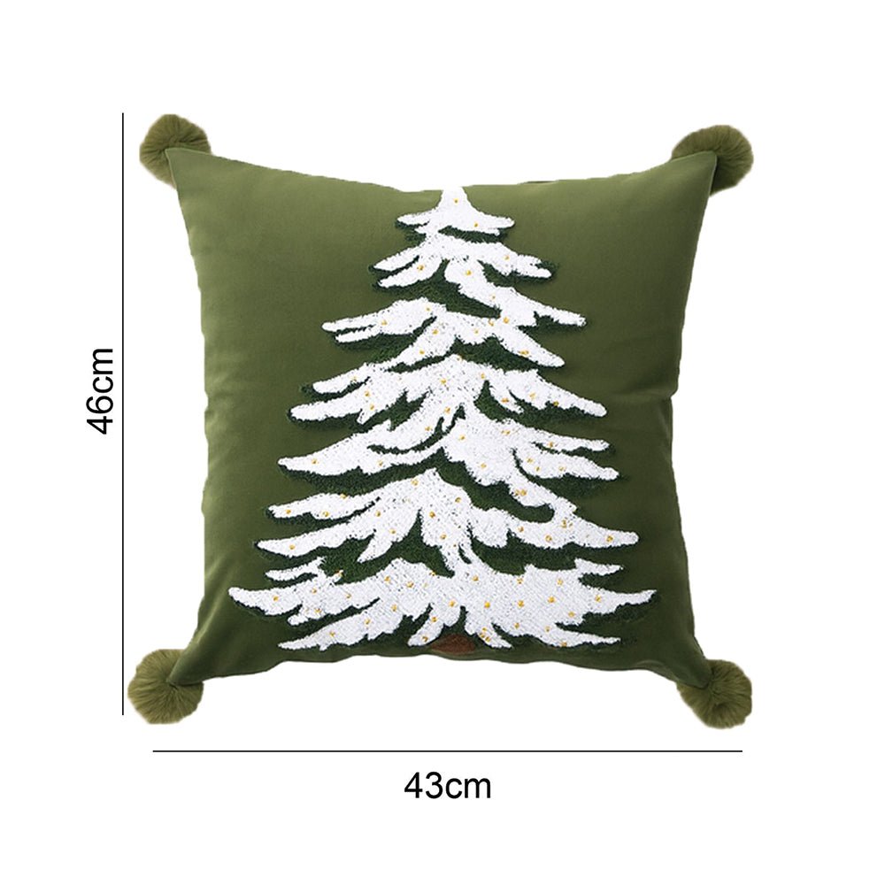 Little Surprise Box 2 Pcs set of Emroidered & Beadeded christmas Tree Soft Fluffy XMAS Pillow. - Throw Pillow