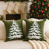 Little Surprise Box 2 Pcs set of Emroidered & Beadeded christmas Tree Soft Fluffy XMAS Pillow. - Throw Pillow
