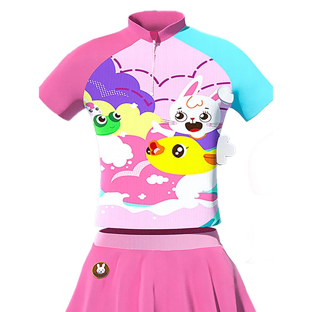 Little Surprise Box 2 pcs Shirt & Skirt set, Mint & Pink Multi Swimwear with matching swimcap for Kids with UPF 50+ - LSB-SW-2PMNTMULTI110