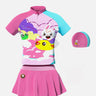Little Surprise Box 2 pcs Shirt & Skirt set, Mint & Pink Multi Swimwear with matching swimcap for Kids with UPF 50+ - LSB - SW - 2PMNTMULTI110