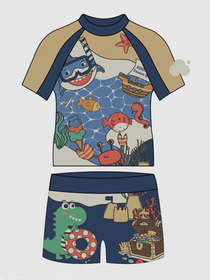Little Surprise Box 2 PCS Under Sea theme Tshirt & Shorts set Swimwear for Kids & Toddlers - LSB-SW-2PKKUNDERSEA110