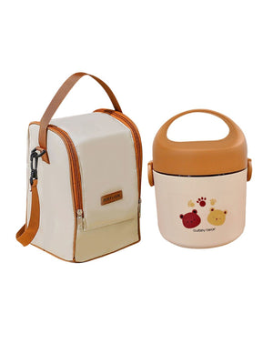 Little Surprise Box 2 ted Single Steel Lunch Box with matching Insulated Cover for Kids - Baby Food & Storage