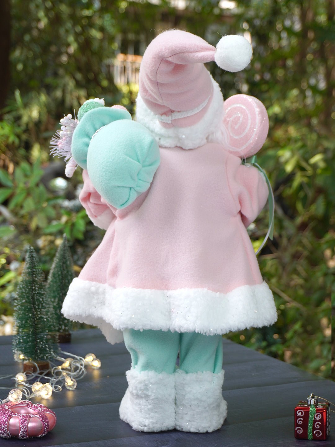 Little Surprise Box 20 inches Pastel Candyland self standing Santa Christmas table décor - Christmas Decor