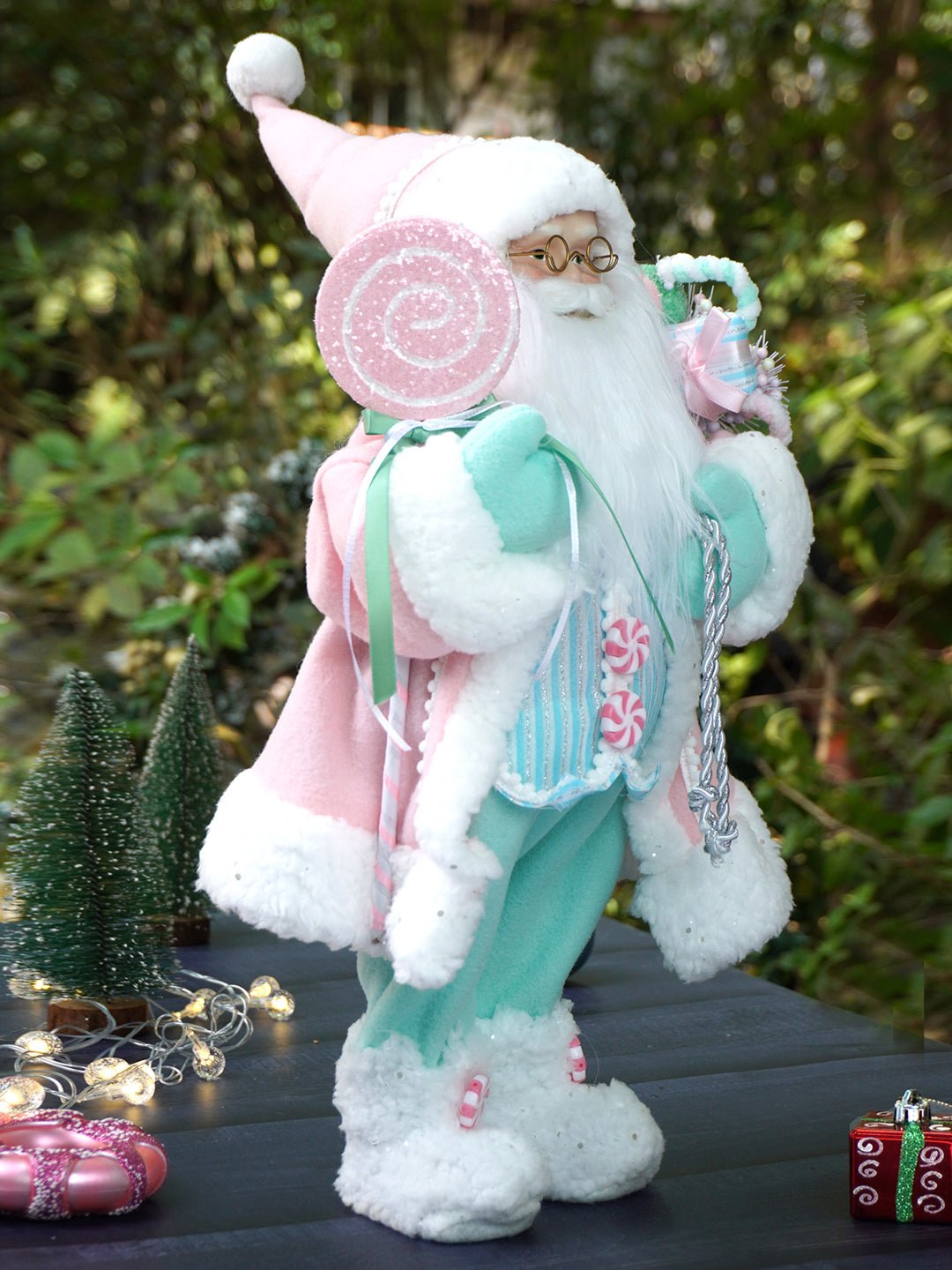 Little Surprise Box 20 inches Pastel Candyland self standing Santa Christmas table décor - Christmas Decor