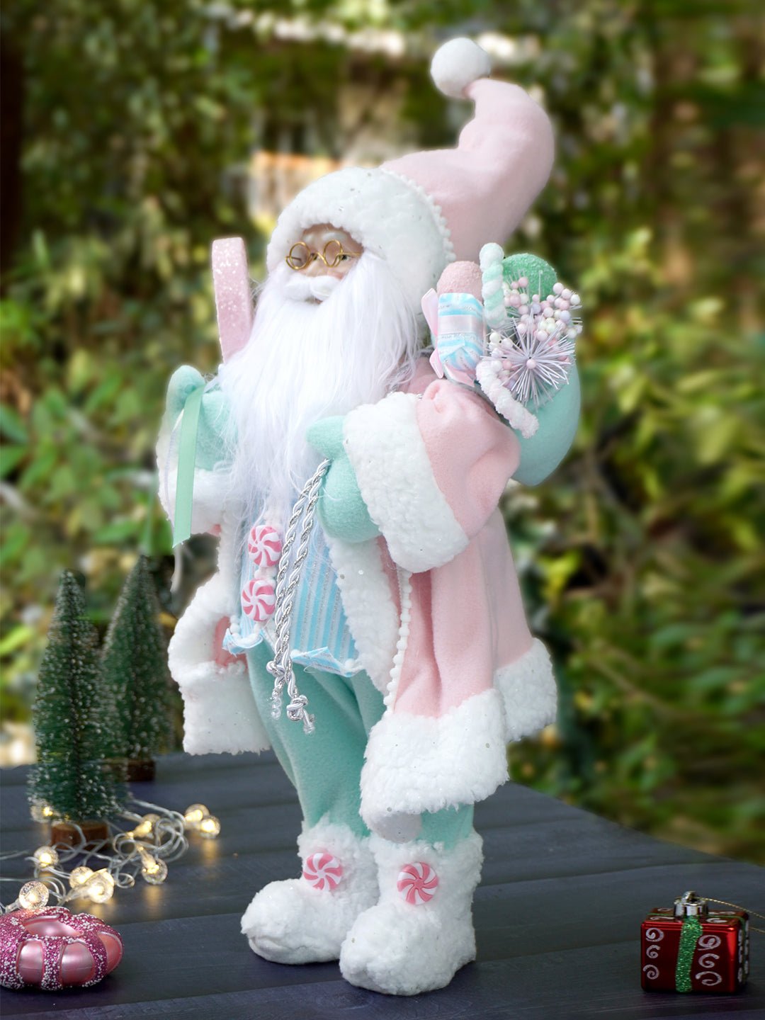 Little Surprise Box 20 inches Pastel Candyland self standing Santa Christmas table décor - Christmas Decor