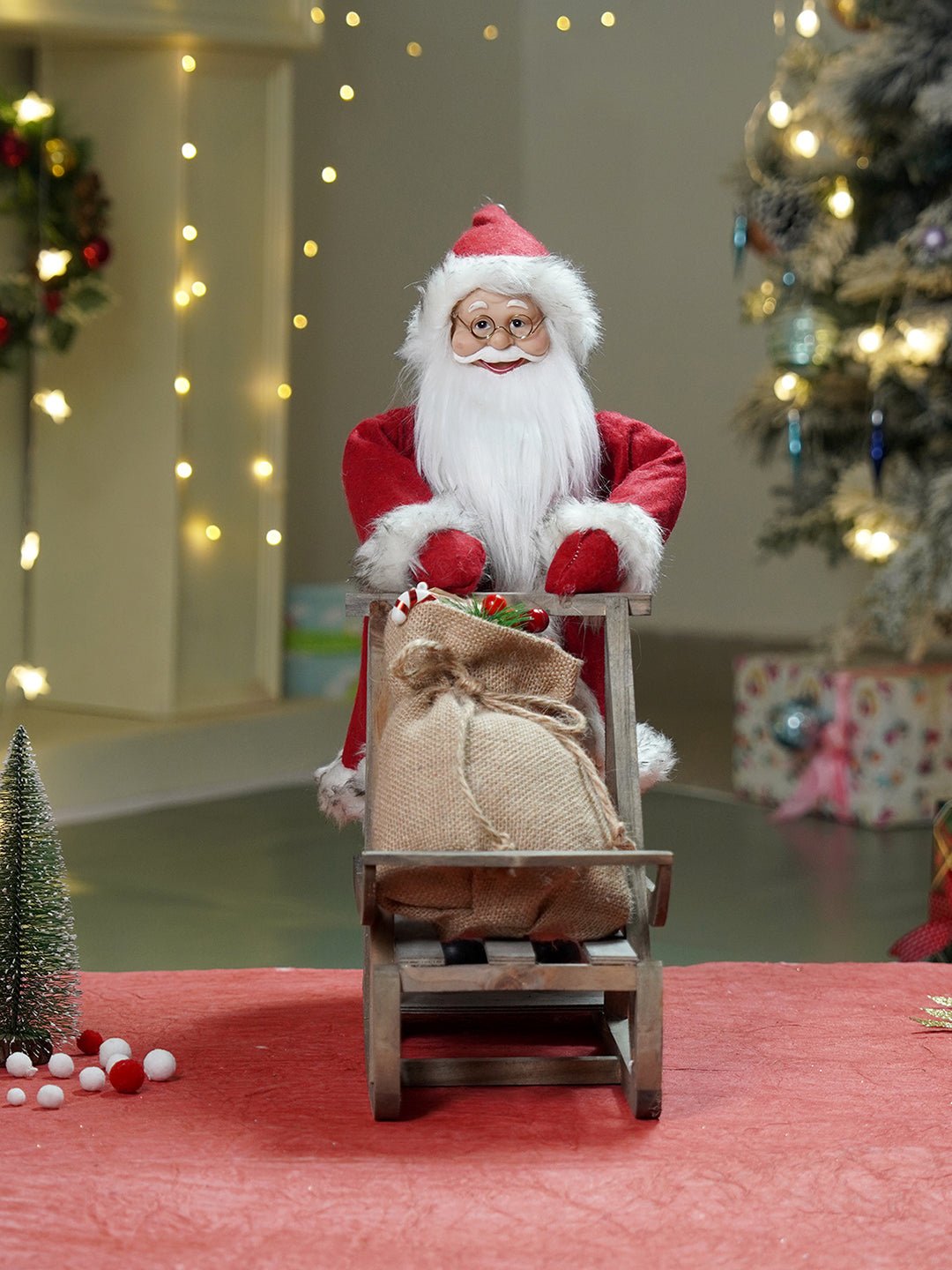 Little Surprise Box 20 inches Standing Sledge Santa Christmas Home and Table Décor - Christmas Decor