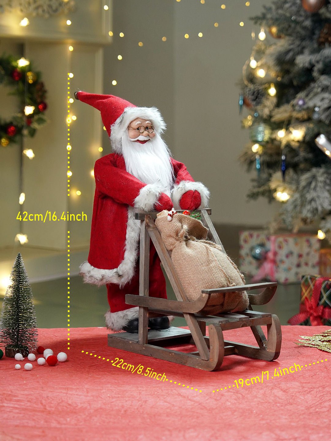Little Surprise Box 20 inches Standing Sledge Santa Christmas Home and Table Décor - Christmas Decor