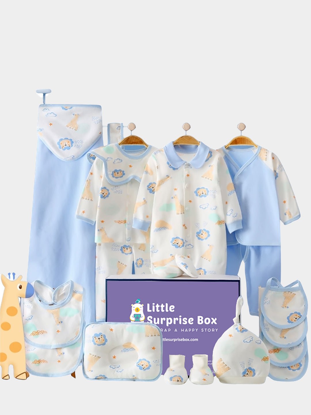 Little Surprise Box, 20 pcs Animal Kingdom Newborn Baby Girl/ Boy Gift Box Hamper (0 - 12 months) - LSB - BS20 - BLUEANIMALS