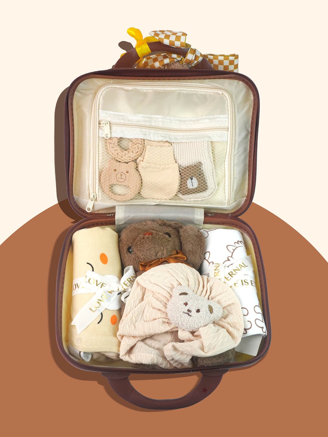 Little Surprise Box, 20 pcs Brown Reindeer Birthday Gift Hamper set for Baby with travelling Suitcase - LSB - FSTBDAY - 20 - BRWNRENDEER - SC