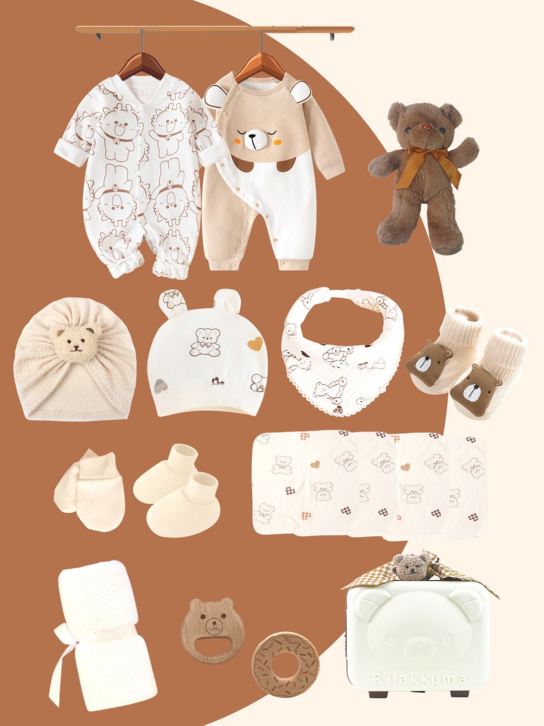 Little Surprise Box, 20 pcs Brown Reindeer Birthday Gift Hamper set for Baby with travelling Suitcase - LSB - FSTBDAY - 20 - BRWNRENDEER - SC