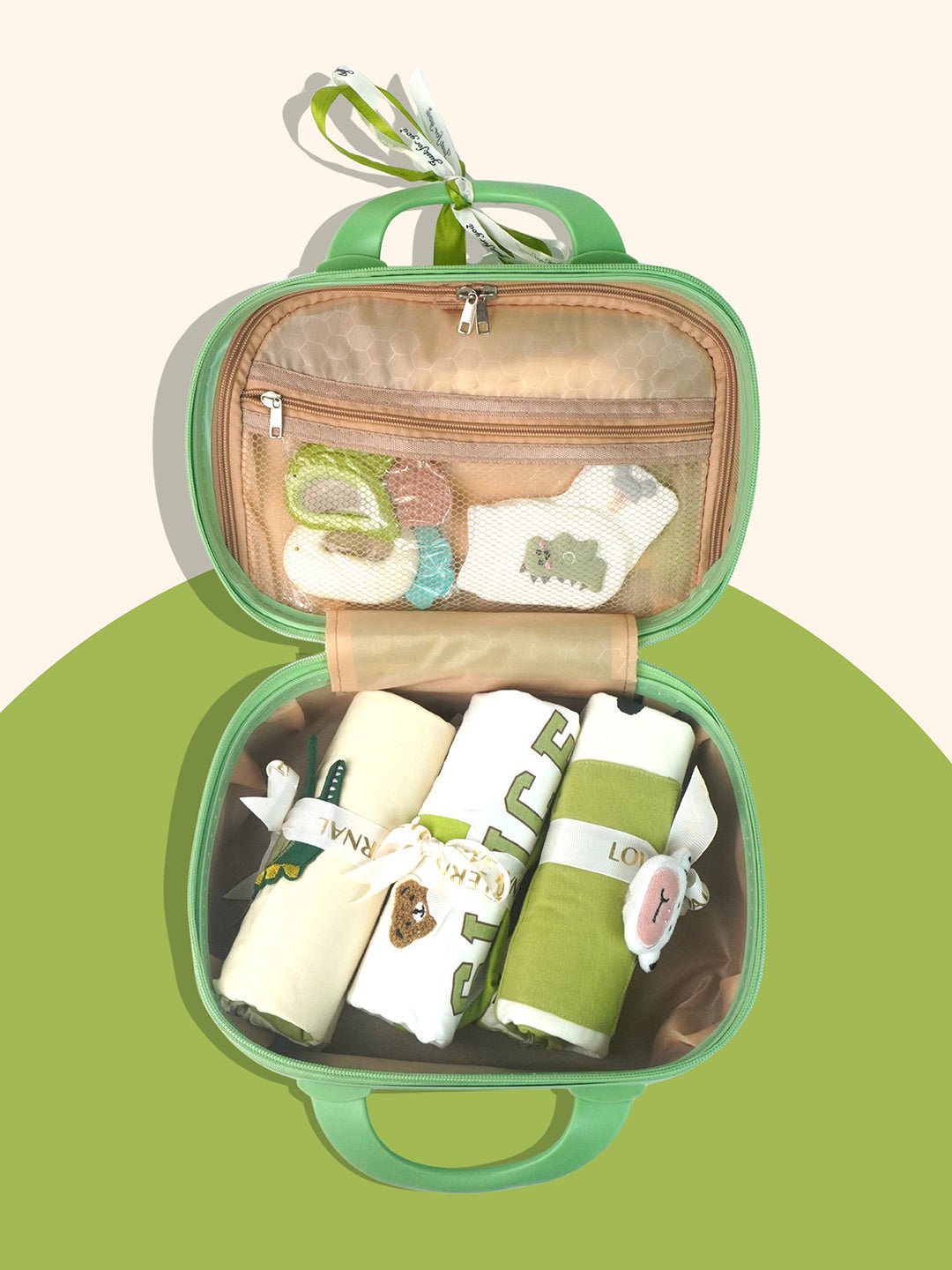Little Surprise Box, 20 pcs Green Dream Big Baby Birthday Gift Hamper set for Baby with travelling suitcase - LSB - FSTBDAY - 20DRMBIGBABY