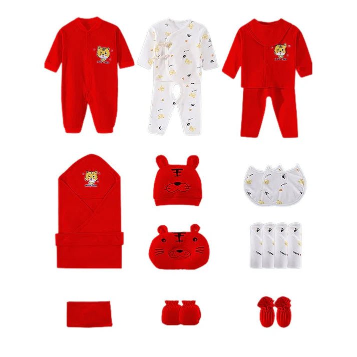 Little Surprise Box 20 Pcs Newborn Baby Girl/ Boy All Season Wear Gift Hamper Box - LSB - BS - 20 - REDWHTETGER - WR