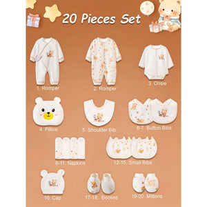 Little Surprise Box 20pcs Gift Bear Hamper for Newborn Baby Boy / Baby Girl, Giftset for Baby , All Season wear, 0 - 12 months - Baby Gifting