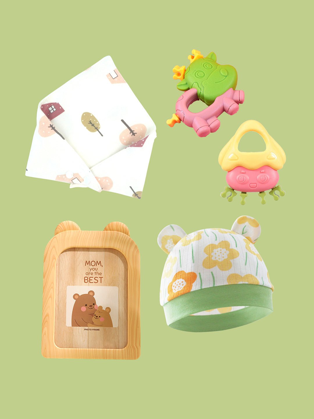 Little Surprise Box, 21 pcs Olive Baby Bear theme Birthday Gift Hamper set for Baby Girls with travelling Suitcase - LSB - FSTBDAY - 21 - OLVEBEAR - SC