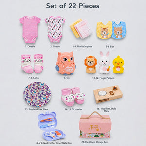 Little Surprise Box 22 Pcs Baby Girl Gift Hamper | 0-6M - PINK Gift Hamper