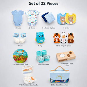Little Surprise Box 22 Pcs Baby Girl Gift Hamper | 0-6M - BLUE Gift Hamper