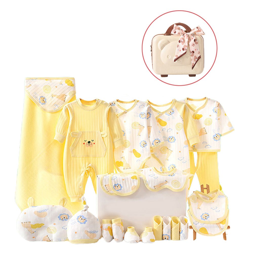 Little Surprise Box 22 pcs Lemon Yellow Jungle Mini Suitcase Style Newborn Hamper-0-6M - LSB-BS22-LEMYELJUNGLE-CASE