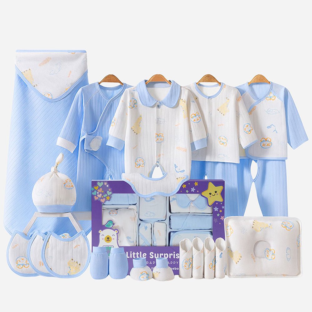 Little Surprise Box 22pcs Blue Penguin Newborn Baby Girl/ Boy Gift Box all season wear Gift Hamper - 0 - 12M - Baby Gift Sets