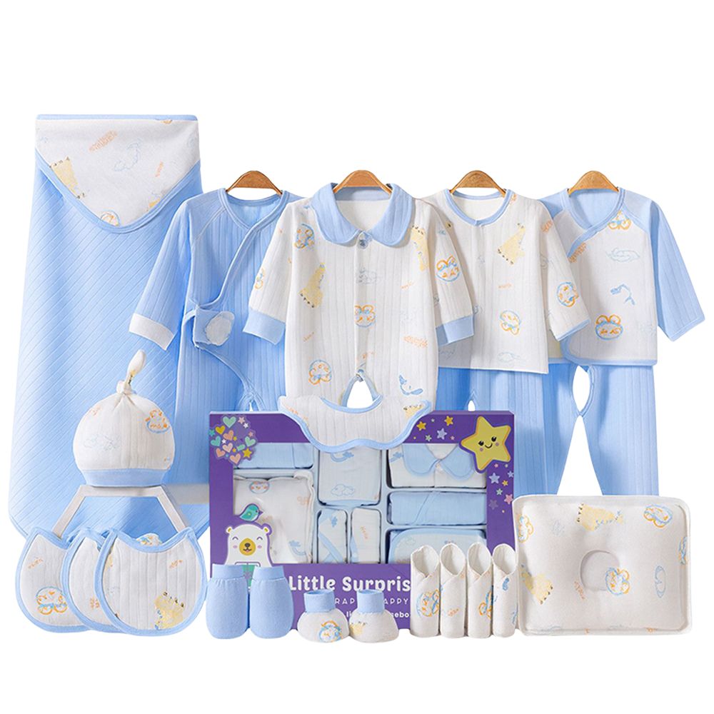 Little Surprise Box 22pcs Blue Penguin Newborn Baby Girl/ Boy Gift Box all season wear Gift Hamper - 0 - 12M - Baby Gift Sets