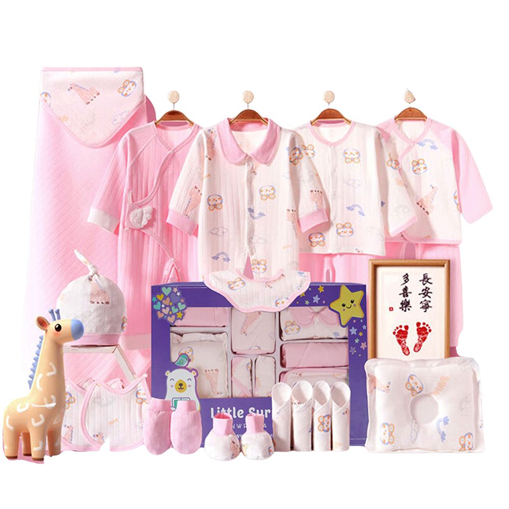 Little Surprise Box 22pcs Pink Penguin Newborn Baby Girl/ Boy Gift Box , all season wear Gift Hamper, (0 - 12 months) - Baby Gift Sets
