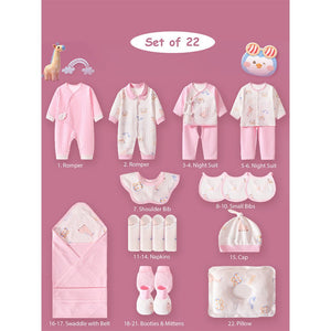 Little Surprise Box 22pcs Pink Penguin Newborn Baby Girl/ Boy Gift Box , all season wear Gift Hamper, (0 - 12 months) - Gift Set