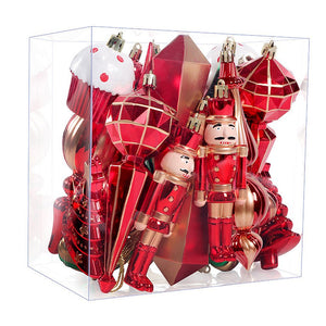 Little Surprise Box 22pcs Red & Green Big Long nutcracker assorted Christmas Tree Balls & xmas decoration set - Christmas Decor