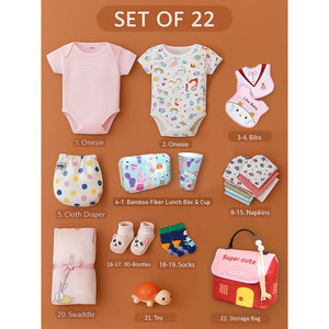 Little Surprise Box 22pcs Super cute Black Pink Home Newborn Hamper /Gift Box for Baby, 0 - 6 months - Baby Gifting