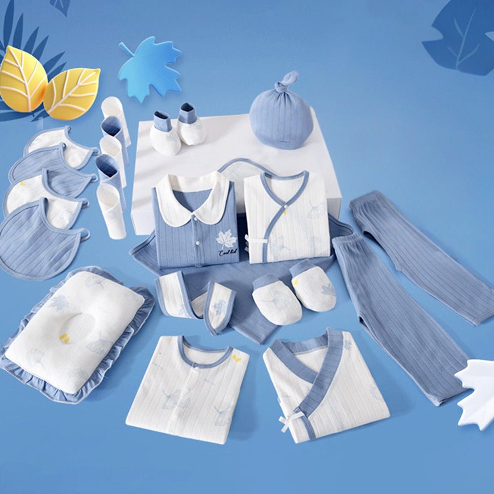 Little Surprise Box 23 - Piece Blue Maple Leaf Newborn Gift Set (0–12 Months) - Gift Set