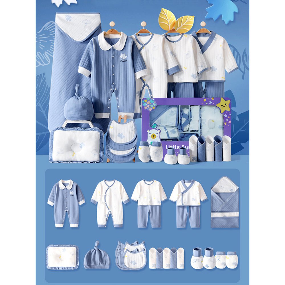 Little Surprise Box 23 - Piece Blue Maple Leaf Newborn Gift Set (0–12 Months) - Gift Set