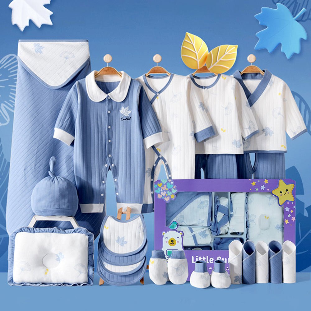 Little Surprise Box 23 - Piece Blue Maple Leaf Newborn Gift Set (0–12 Months) - Gift Set