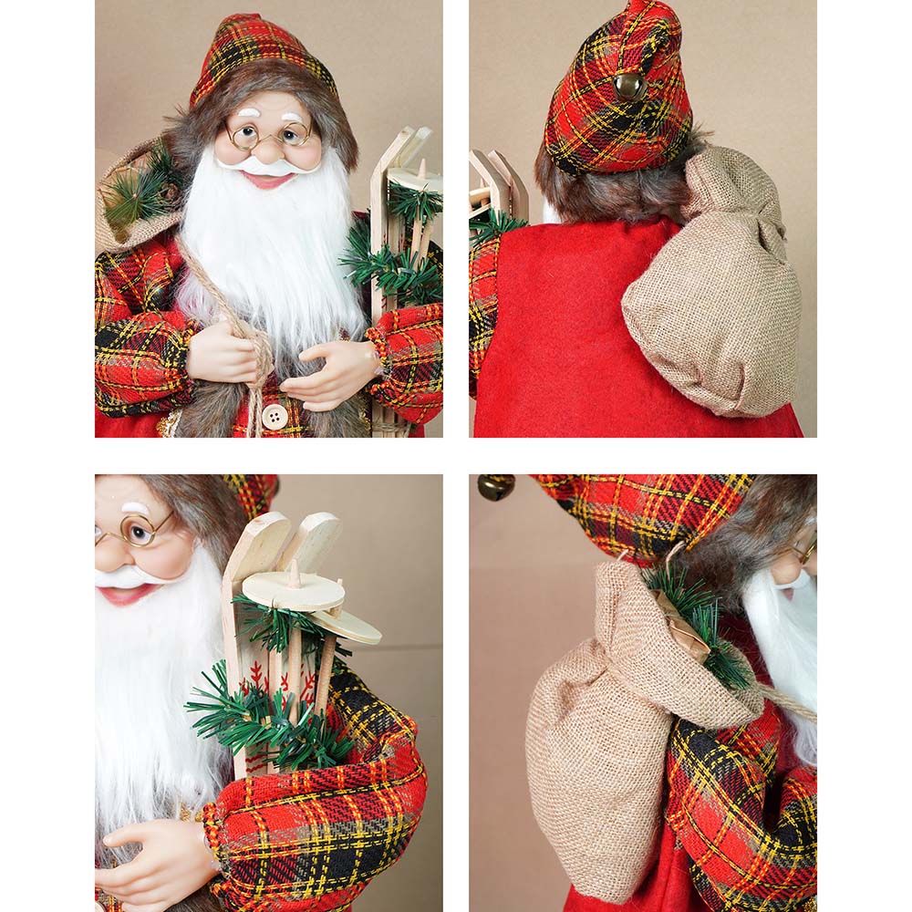Little Surprise Box 24 inches/2feet Red Checks Santa ,Christmas Home and Table Décor - 24 inch Christmas Decor