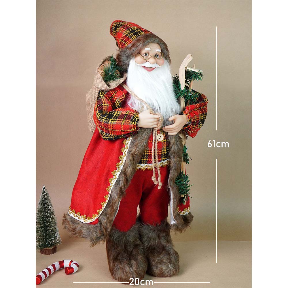 Little Surprise Box 24 inches/2feet Red Checks Santa ,Christmas Home and Table Décor - 24 inch Christmas Decor