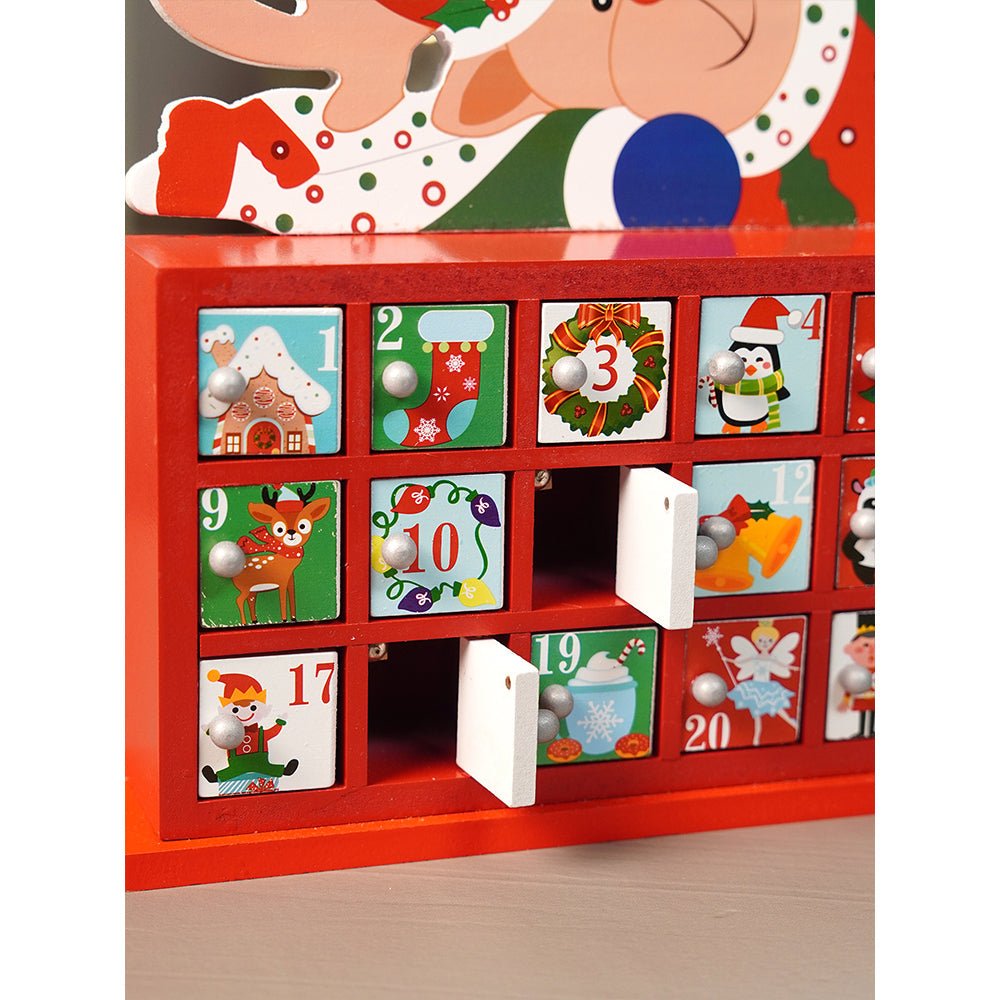 Little Surprise Box 24days Deer on Roof Block shaped wooden advent Calendar for christmas - Christmas Decor