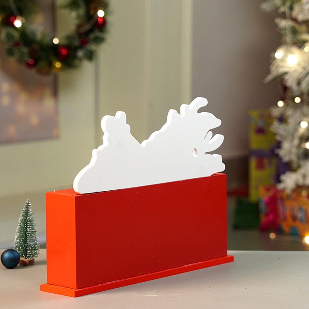 Little Surprise Box 24days Deer on Roof Block shaped wooden advent Calendar for christmas - Christmas Decor