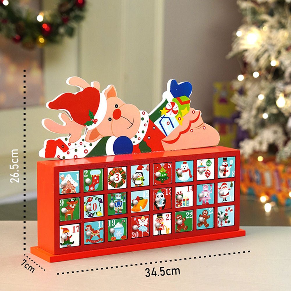 Little Surprise Box 24days Deer on Roof Block shaped wooden advent Calendar for christmas - Christmas Decor