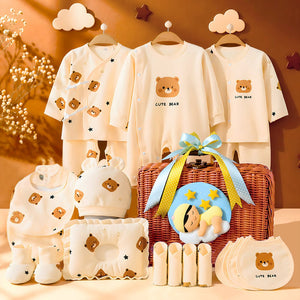 Little Surprise Box 25 Pcs Dreamy Baby Hamper Cane Basket | The Mom Store - Baby Gifting