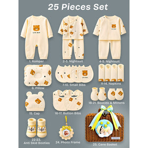 Little Surprise Box 25 Pcs Dreamy Baby Hamper Cane Basket | The Mom Store - Baby Gifting