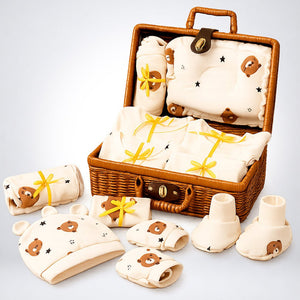 Little Surprise Box 25 Pcs Dreamy Baby Hamper Cane Basket | The Mom Store - Baby Gifting