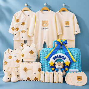 Little Surprise Box 25 Pcs Prince Baby Hamper Blue Cane Basket | The Mom Store - Baby Gifting