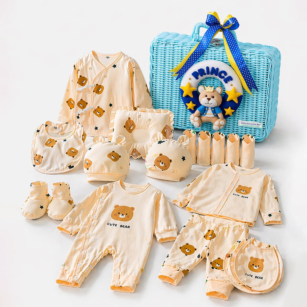 Little Surprise Box 25 Pcs Prince Baby Hamper Blue Cane Basket | The ...