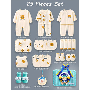 Little Surprise Box 25 Pcs Prince Baby Hamper Blue Cane Basket | The Mom Store - Baby Gifting