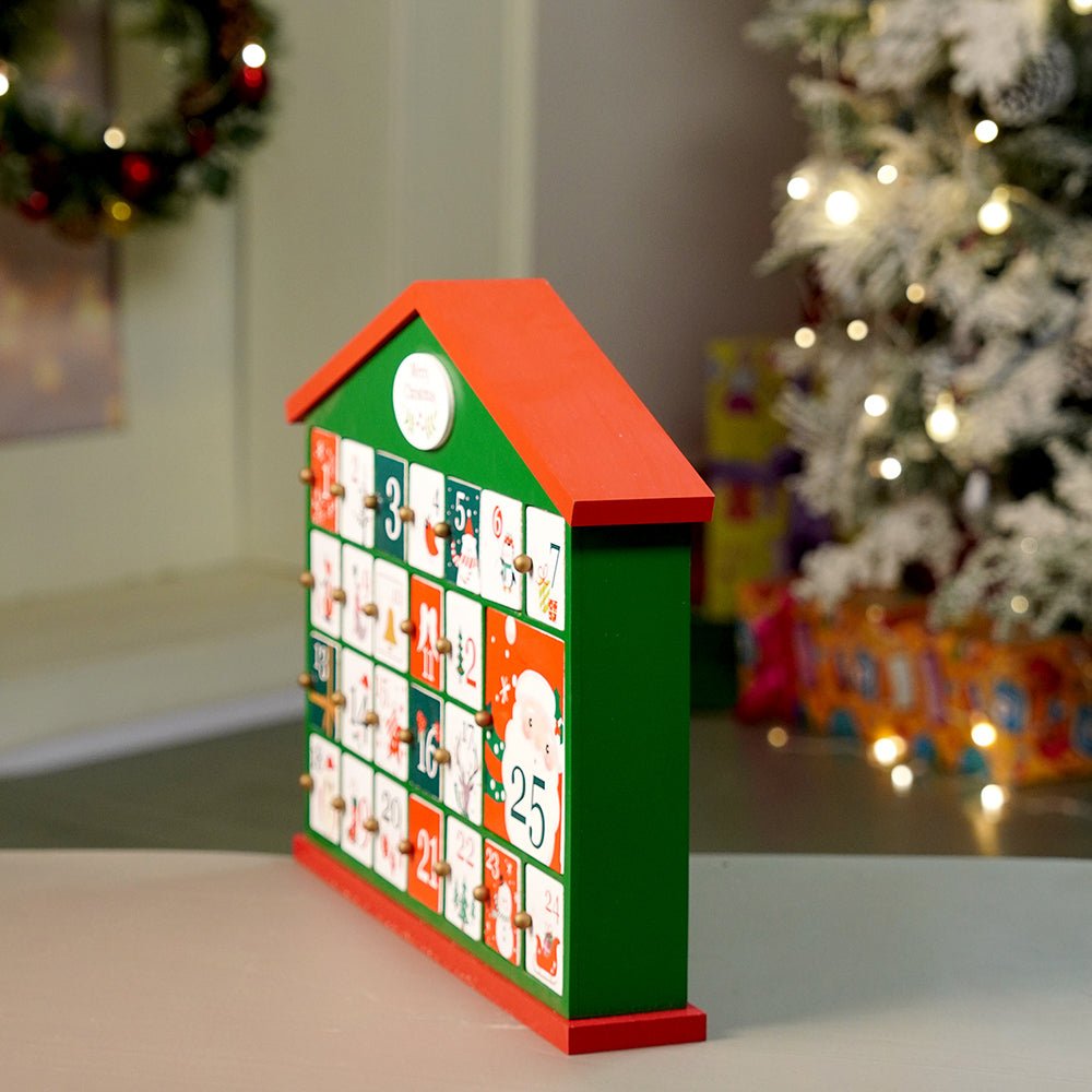 Little Surprise Box 25days Green home shaped wooden advent Calendar for christmas - Christmas Decor